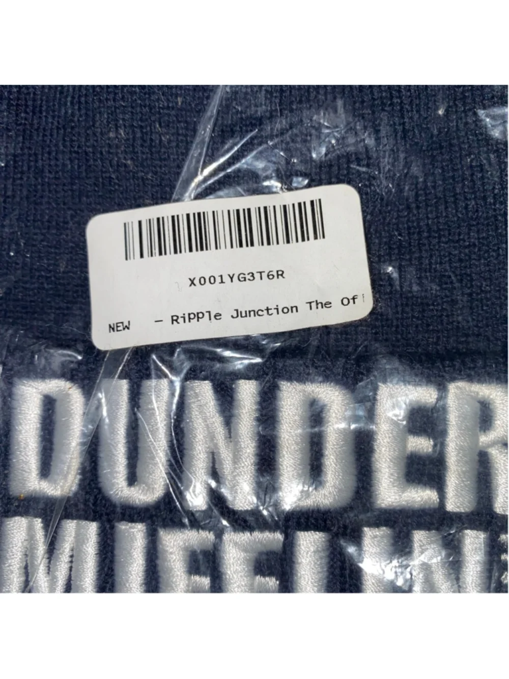 Ripple Junction Official Dunder Mifflin Knit Beanie Hat Black White NWT